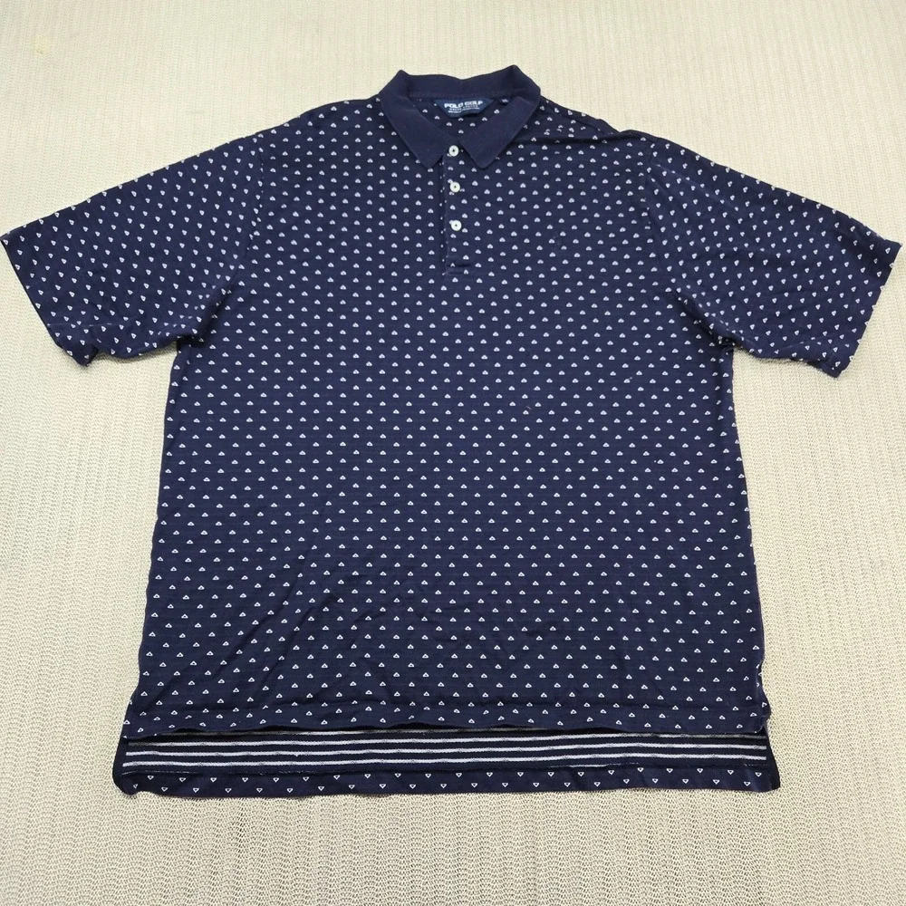 Polo Ralph Lauren Golf Shirt Mens Extra Large Blue White‎ Short Sleeve Pony Logo
